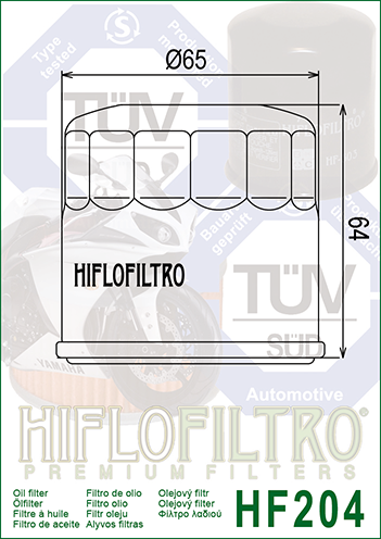 HiFlo - HF204 Oil Filter for Honda, Kawasaki, MV Agusta, Triumph & Yamaha